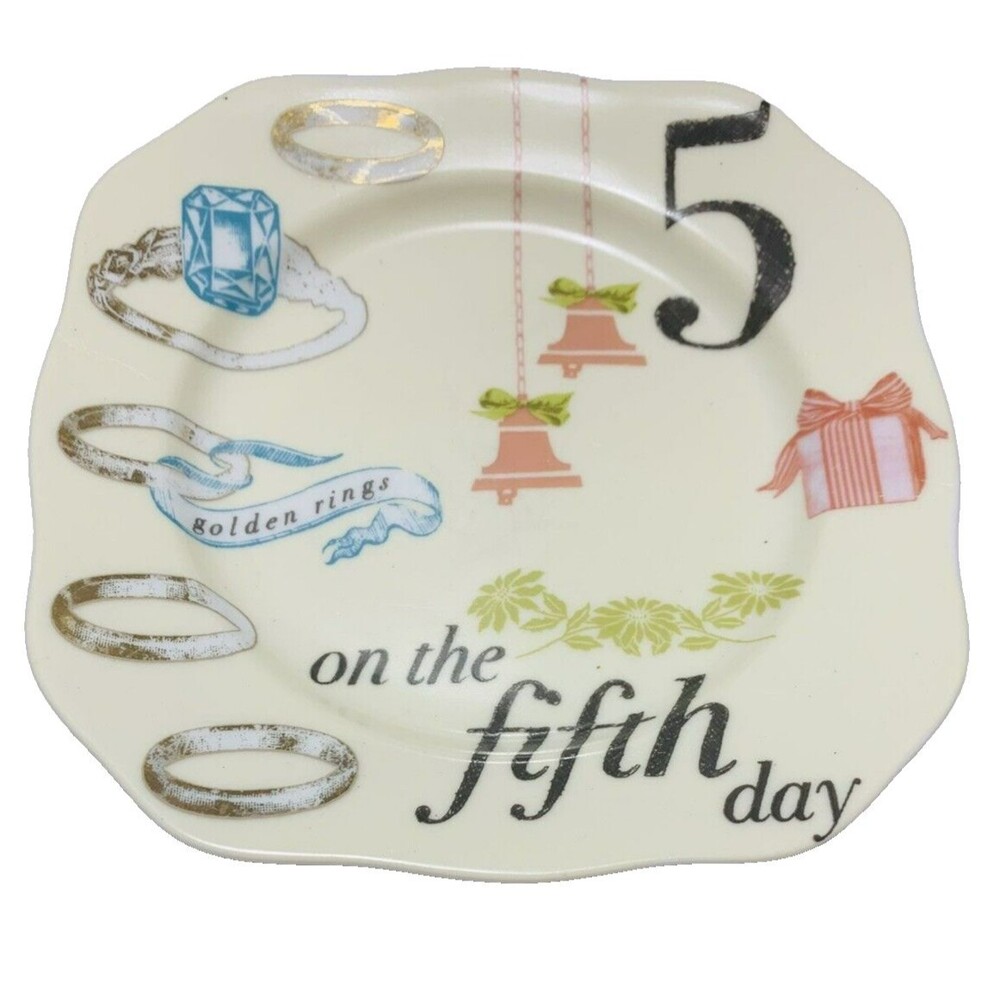 Rosanna 5th Fifth Day of Christmas 6" Plate 5 Golden Rings Replacement Appetizer